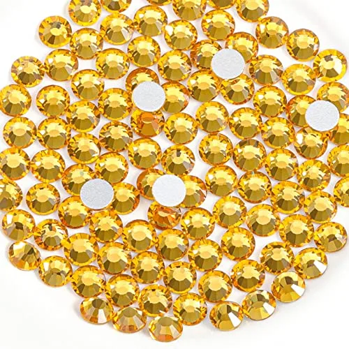 BEADSLAND Flat Back Crystal Rhinestones SS3 (1.2-1.4mm) | 1440pcs Topaz Glue-On Gems for Crafts - main product image
