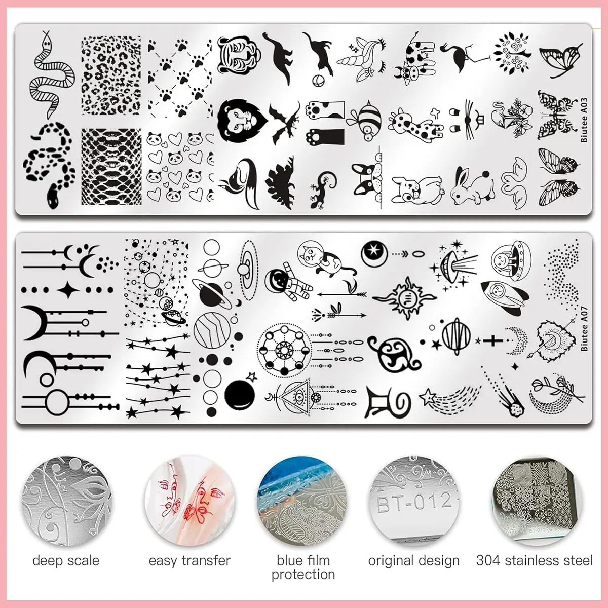 Biutee 10 pcs Nail Stamping Plates Set Halloween Nail Art Kit 12 x 4 cm (4.72 x 1.6 Inch) | Professional DIY Manicure Designs - view 3