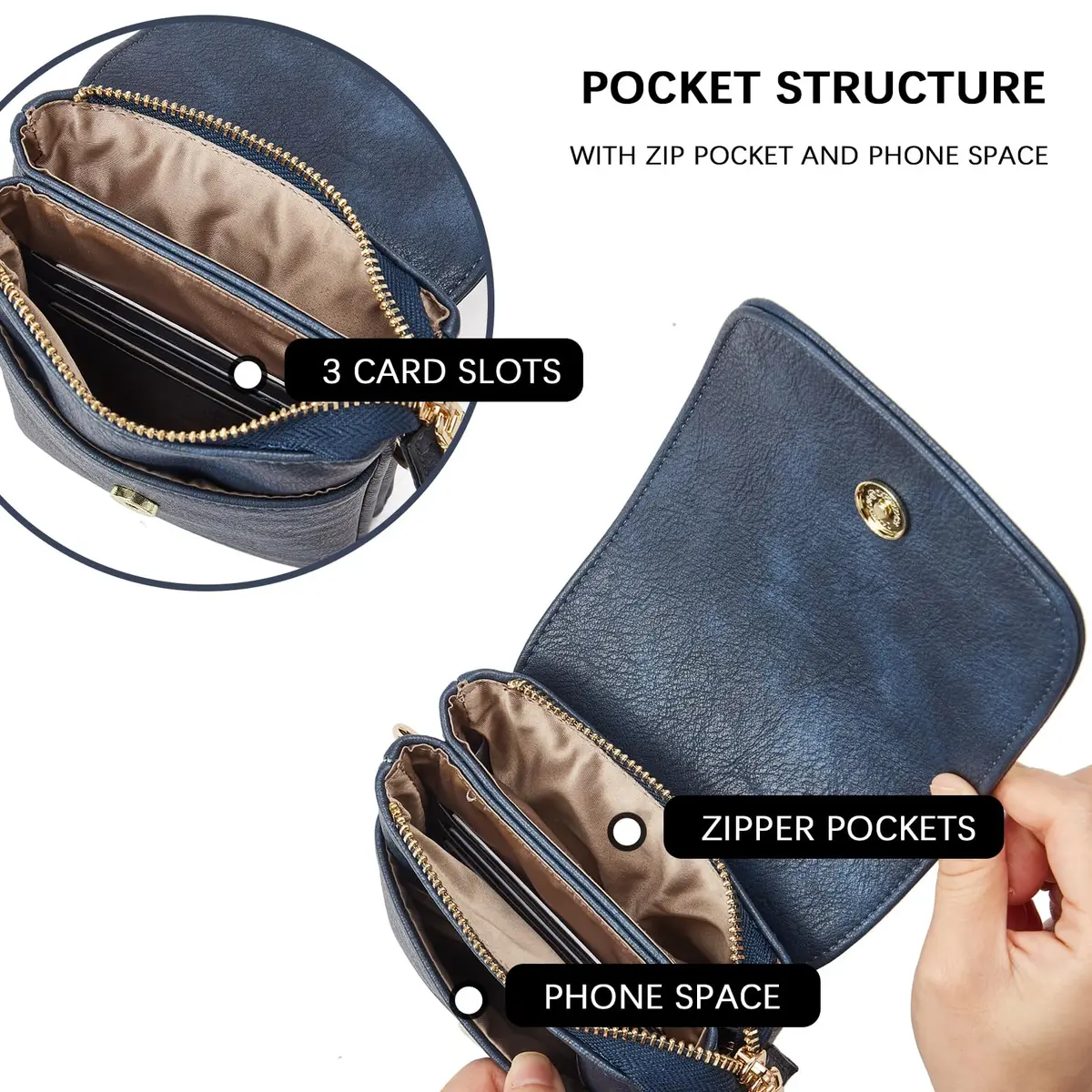 BOSTANTEN Small Crossbody Bag for Women Designer Cell Phone Purse | Vegan Leather, Compact & Stylish (4.9in x 2in x 7.1in) - view 5