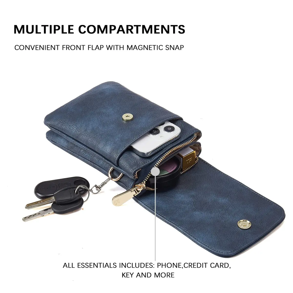 BOSTANTEN Small Crossbody Bag for Women Designer Cell Phone Purse | Vegan Leather, Compact & Stylish (4.9in x 2in x 7.1in) - view 6