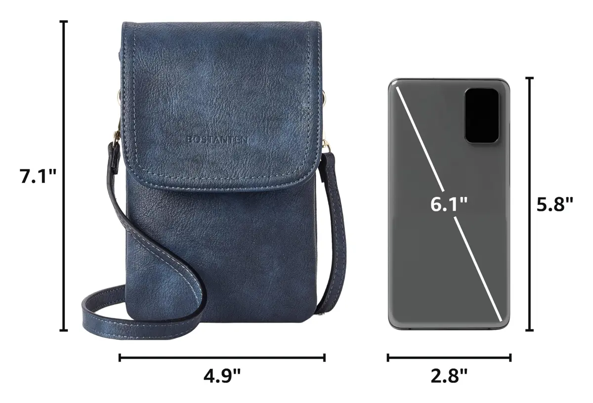 BOSTANTEN Small Crossbody Bag for Women Designer Cell Phone Purse | Vegan Leather, Compact & Stylish (4.9in x 2in x 7.1in) - view 3