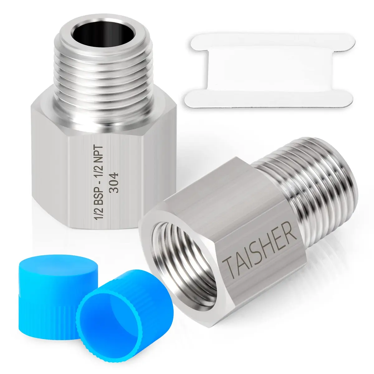 TAISHER Forging 304 Stainless Steel Fitting 1/2" NPT x G BSP Thread | Heavy Duty Pipe Adapter - main product image