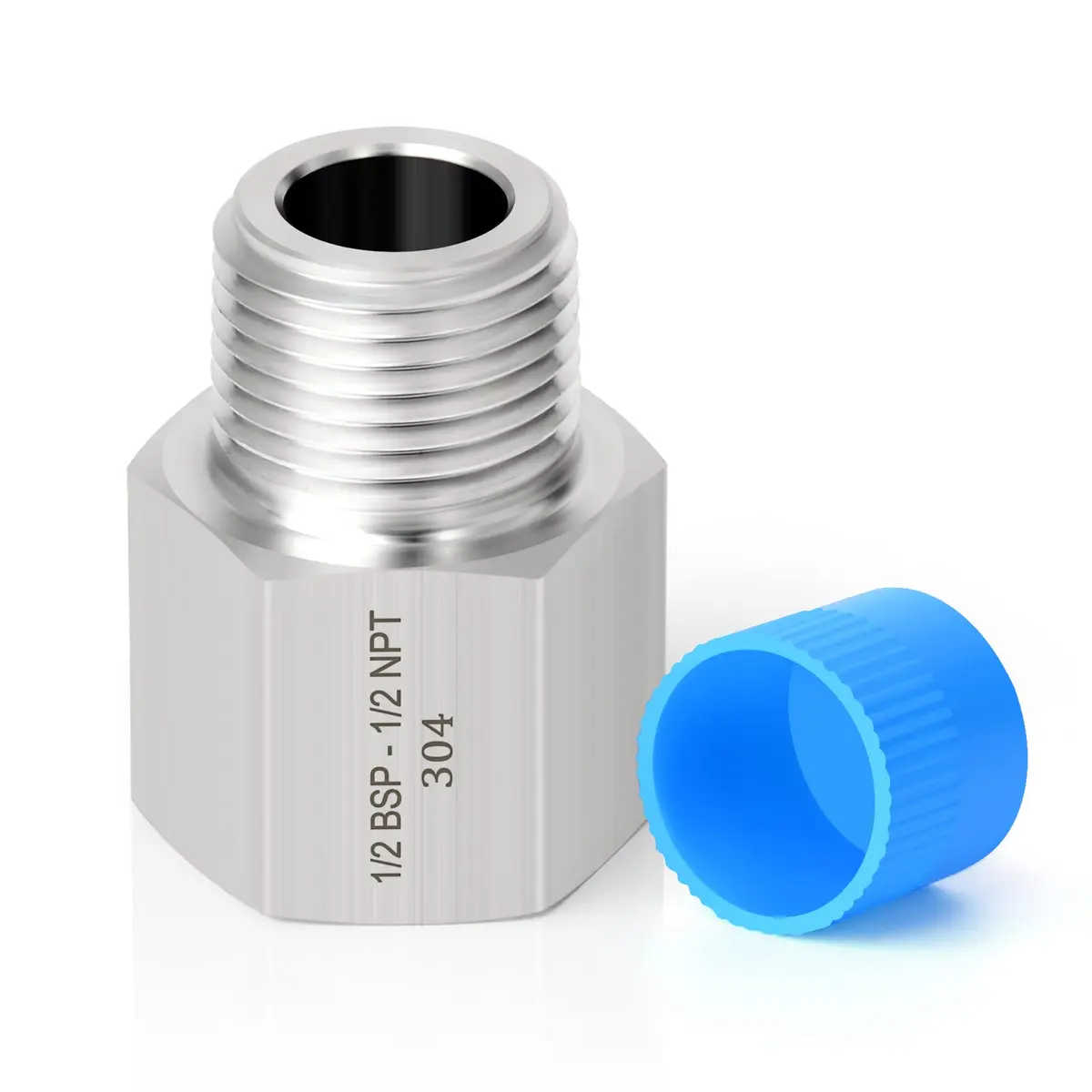 TAISHER Forging 304 Stainless Steel Fitting 1/2" NPT x G BSP Thread | Heavy Duty Pipe Adapter - view 2