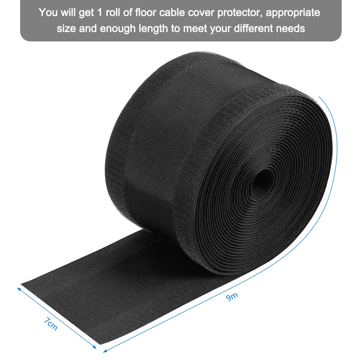 Syhood Carpet Cord Cover Floor Cable Protector 2.8 Inch 30 Feet Black | Floor Cable Management - view 2