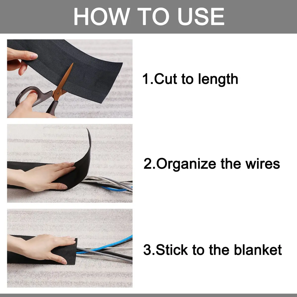 Syhood Carpet Cord Cover Floor Cable Protector 2.8 Inch 30 Feet Black | Floor Cable Management - view 3