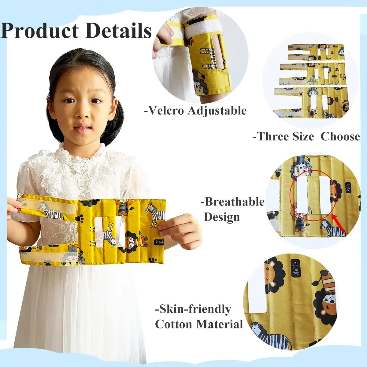 Heyshapeing Pediatric Elbow Immobilizer Splint for Babies & Kids - Large Orange | Prevents Scratching Face & Thumb Sucking - view 4