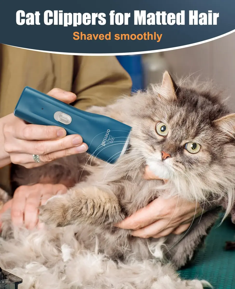oneisall Pet Clippers for Cat Matted Hair, Quiet Pet Shaver with Storage Bag, 90-Min Runtime - view 2