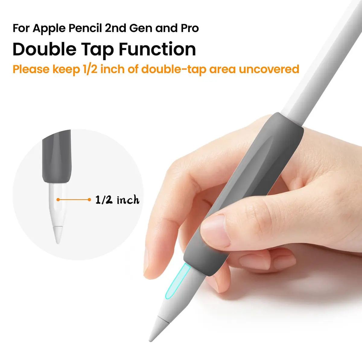 Delidigi Apple Pencil Grip, Ergonomic Silicone Sleeve for 1st/2nd Gen | Comfortable, Anti-Slip, No-Roll - view 4