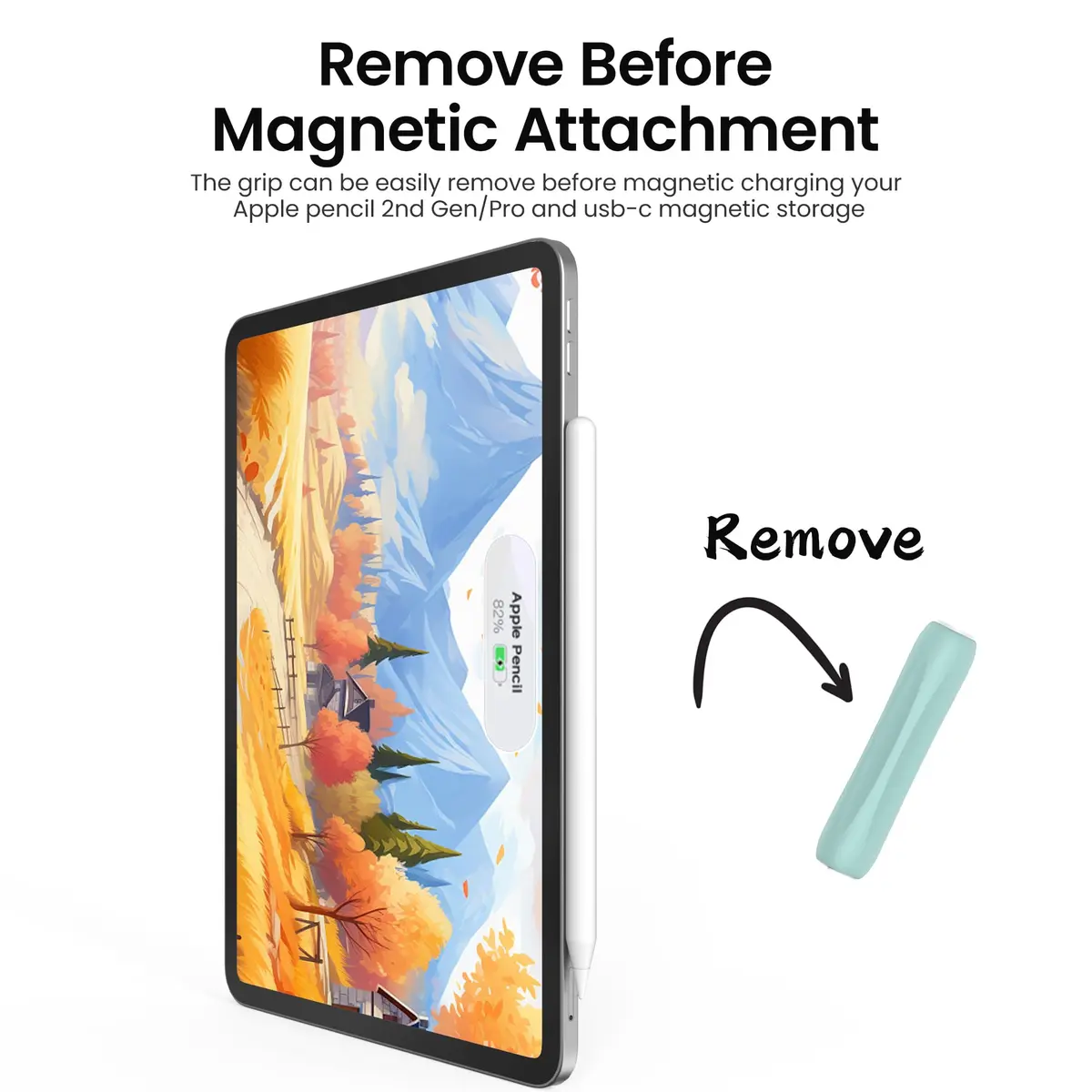 Delidigi Apple Pencil Grip, Ergonomic Silicone Sleeve for 1st/2nd Gen | Soft, Anti-Slip, No-Roll - view 3