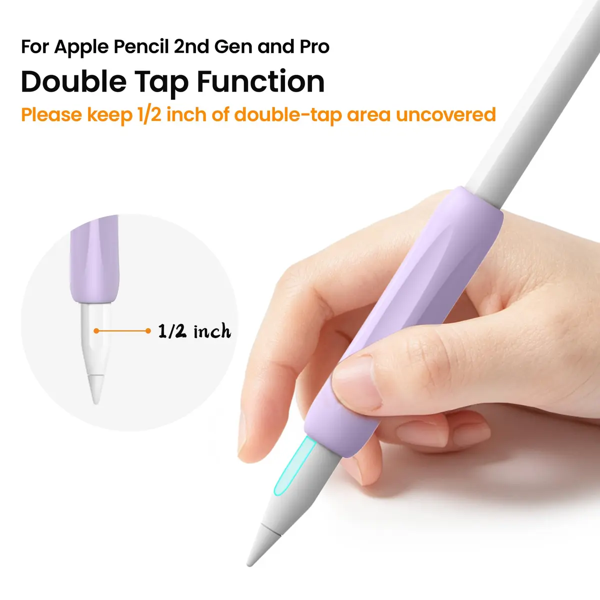 Delidigi Apple Pencil Grip, Ergonomic Silicone Sleeve for 1st/2nd Gen | Soft, Anti-Slip, No-Roll - view 4