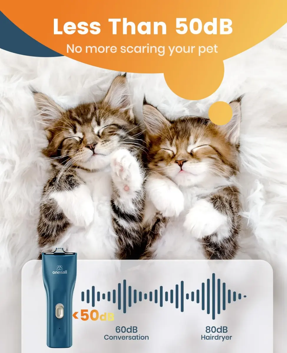 oneisall Quiet Pet Clippers for Cat Matted Hair, Cordless Cat Hair Trimmer with Storage Bag | Low Noise Under 50 dB - view 4