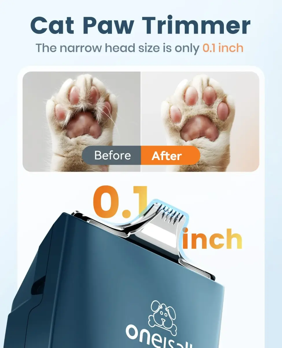 oneisall Quiet Pet Clippers for Cat Matted Hair, Cordless Cat Hair Trimmer with Storage Bag | Low Noise Under 50 dB - view 2
