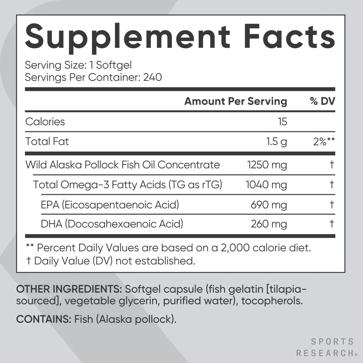 Sports Research Triple Strength Omega 3 Fish Oil 1250 mg 240 Count | Heart, Brain & Immune Support - view 5