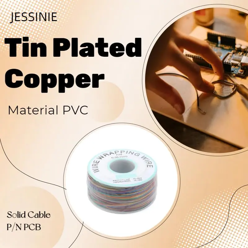 JESSINIE 8-Color Electronic Wire - 30 AWG Single Core, 250M | Tinned Copper Solid Cable for Circuit Boards - view 6