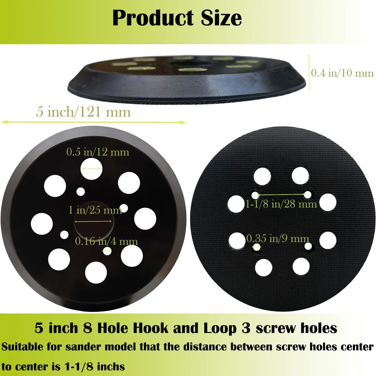 Tockrop 2 Pack 5 Inch 8 Hole Replacement Sander Pad for Ryobi RS290 RS241 RS240 RS280 RS280VS RS281VS P411 | Hook & Loop Sanding Pad - view 2