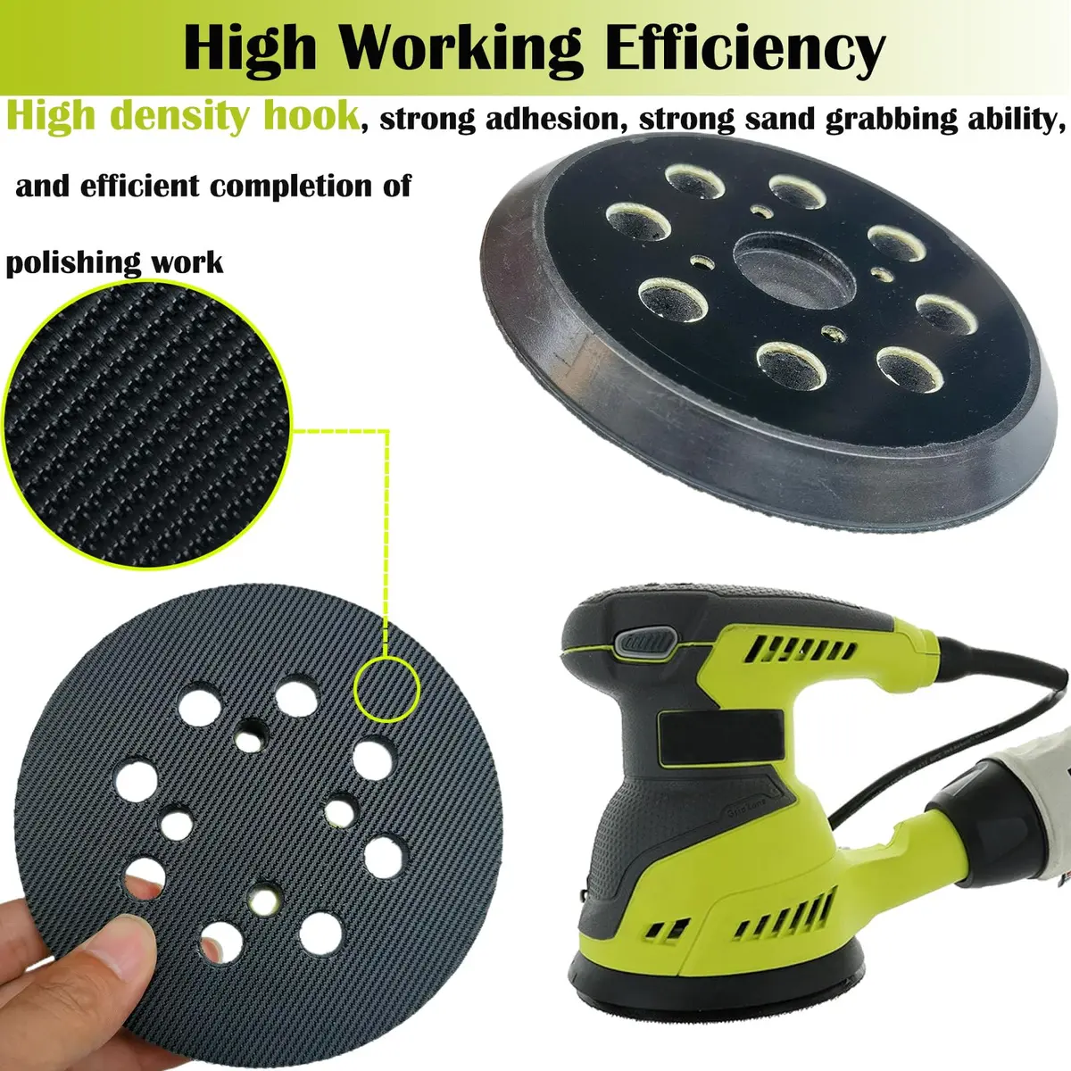 Tockrop 2 Pack 5 Inch 8 Hole Replacement Sander Pad for Ryobi RS290 RS241 RS240 RS280 RS280VS RS281VS P411 | Hook & Loop Sanding Pad - view 4