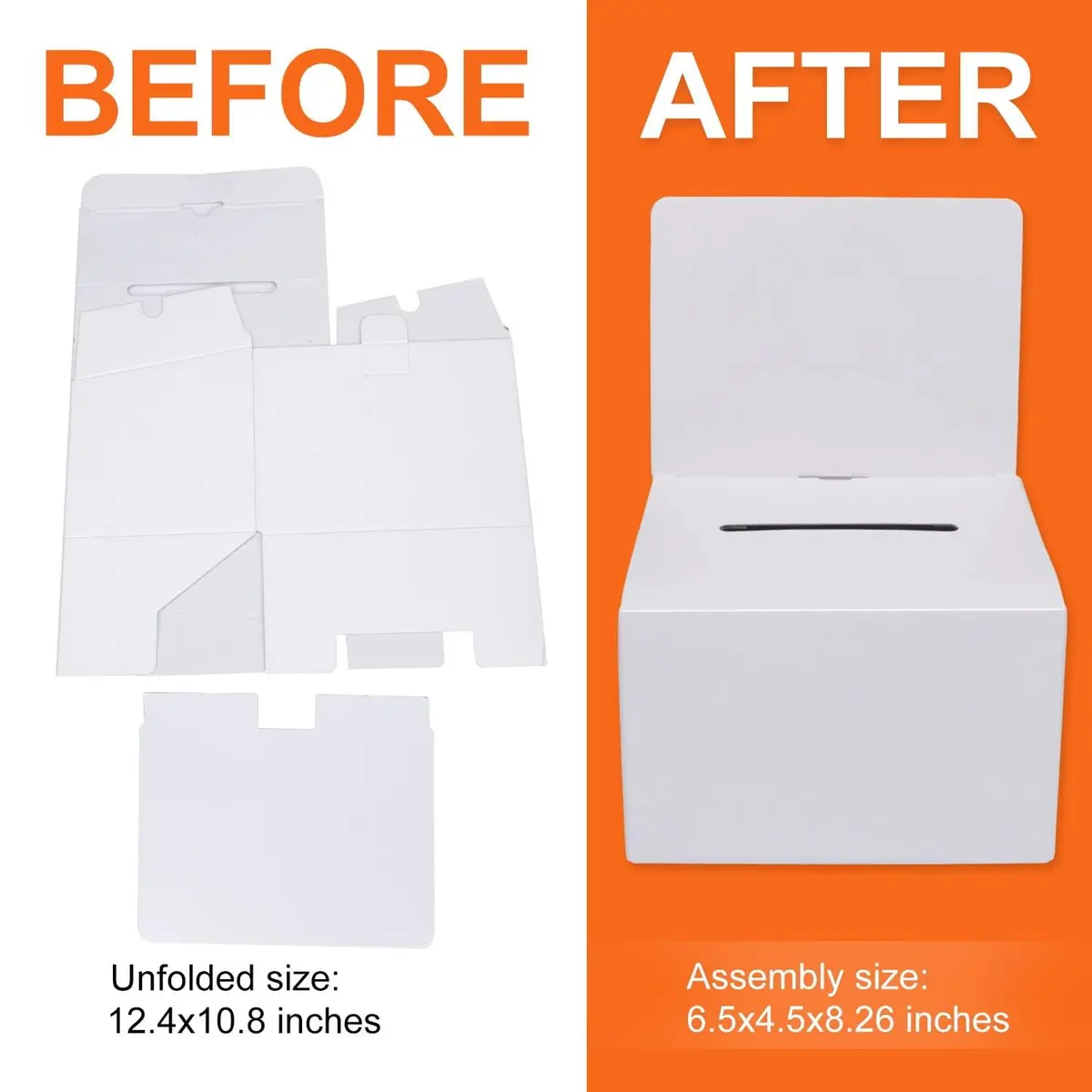 GRAWUN 12 Pack Cardboard Ballot Box with Slot 6.5x4.5x4.5 Inch | White Glossy Suggestion Box for Elections & Donations - view 7