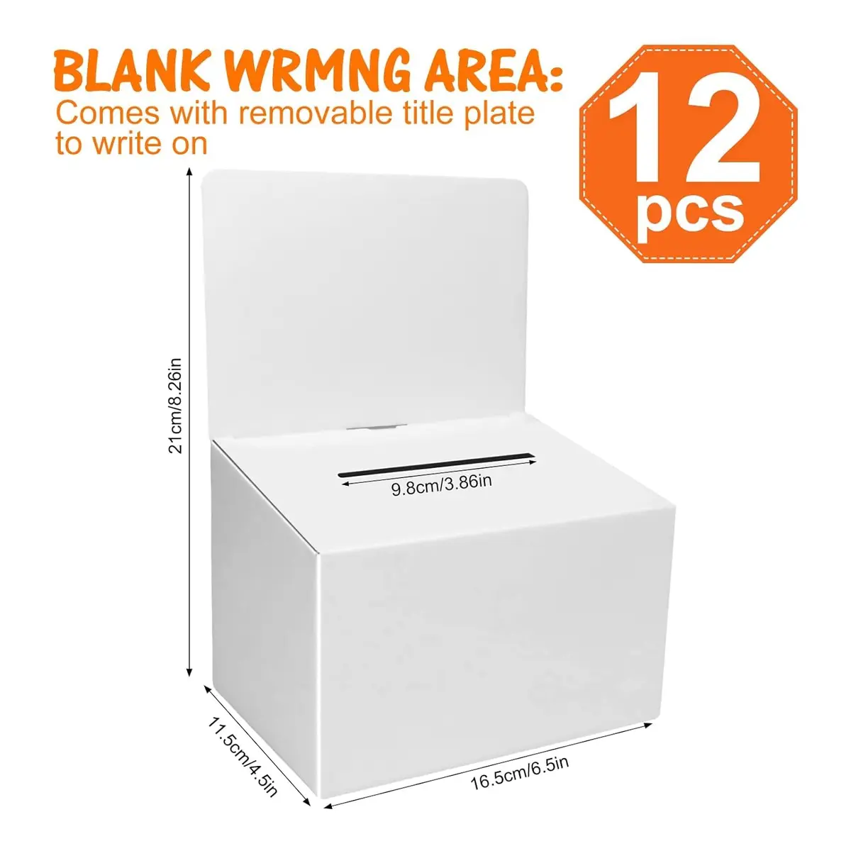 GRAWUN 12 Pack Cardboard Ballot Box with Slot 6.5x4.5x4.5 Inch | White Glossy Suggestion Box for Elections & Donations - view 2