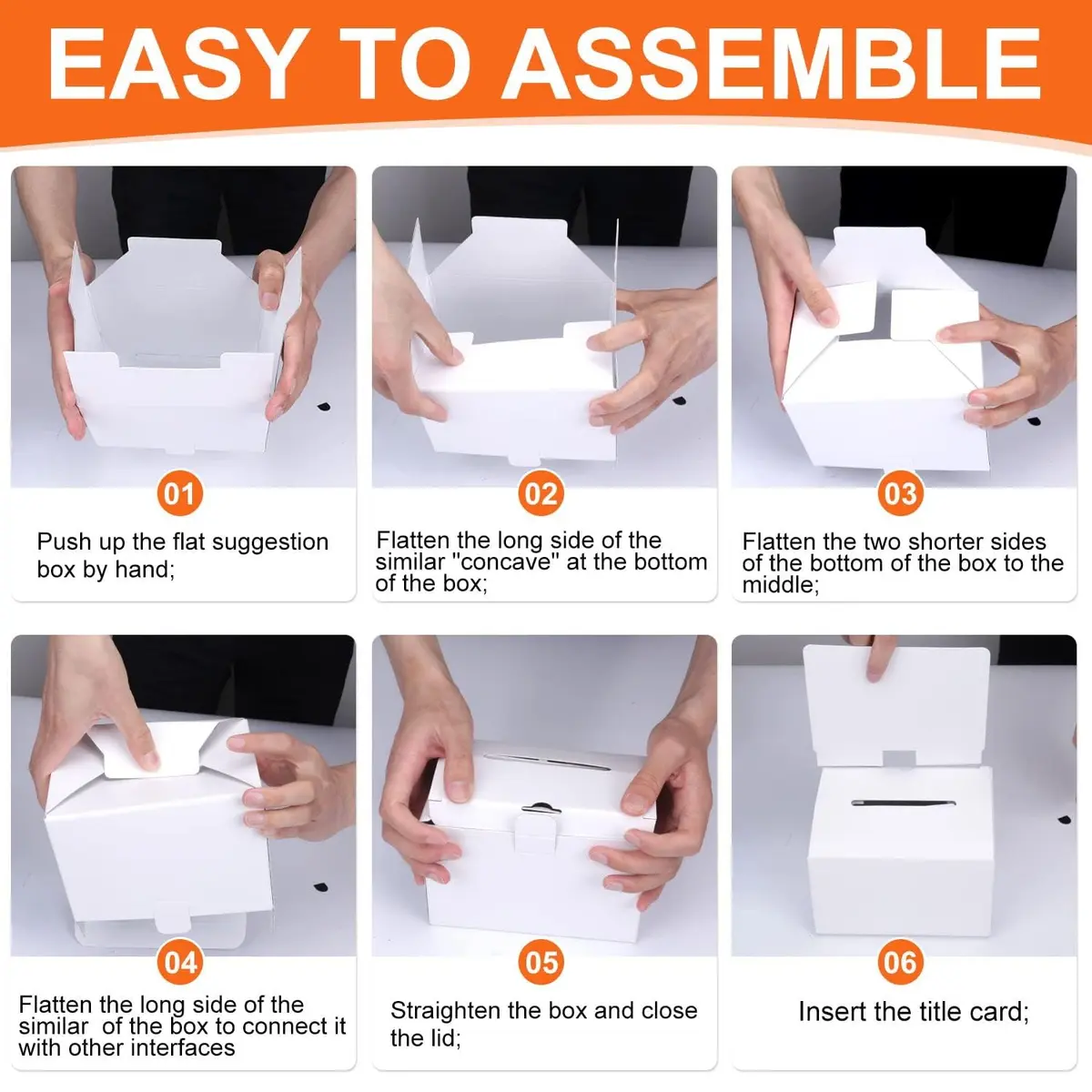 GRAWUN 12 Pack Cardboard Ballot Box with Slot 6.5x4.5x4.5 Inch | White Glossy Suggestion Box for Elections & Donations - view 3