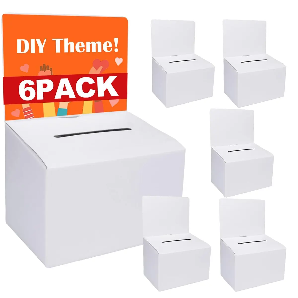 GRAWUN 6 Pack Cardboard Ballot Box with Slot | Office Suggestion Box for Feedback & Voting - main product image
