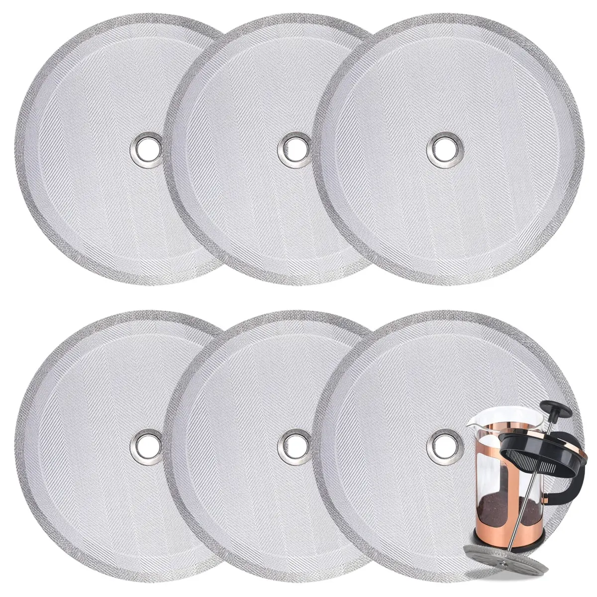 Attsky French Press Filter Replacement 4 Inch Stainless Steel Mesh | Reusable, Durable & Easy to Clean - main product image