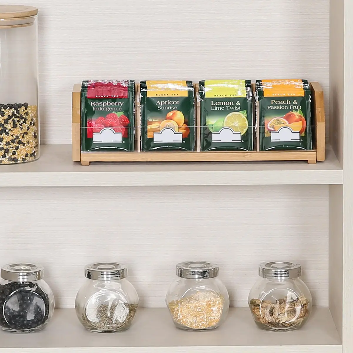 TIOPGHAD Small Bamboo Tea Bag Organizer 1 Tier Natural | Compact & High Capacity - view 5