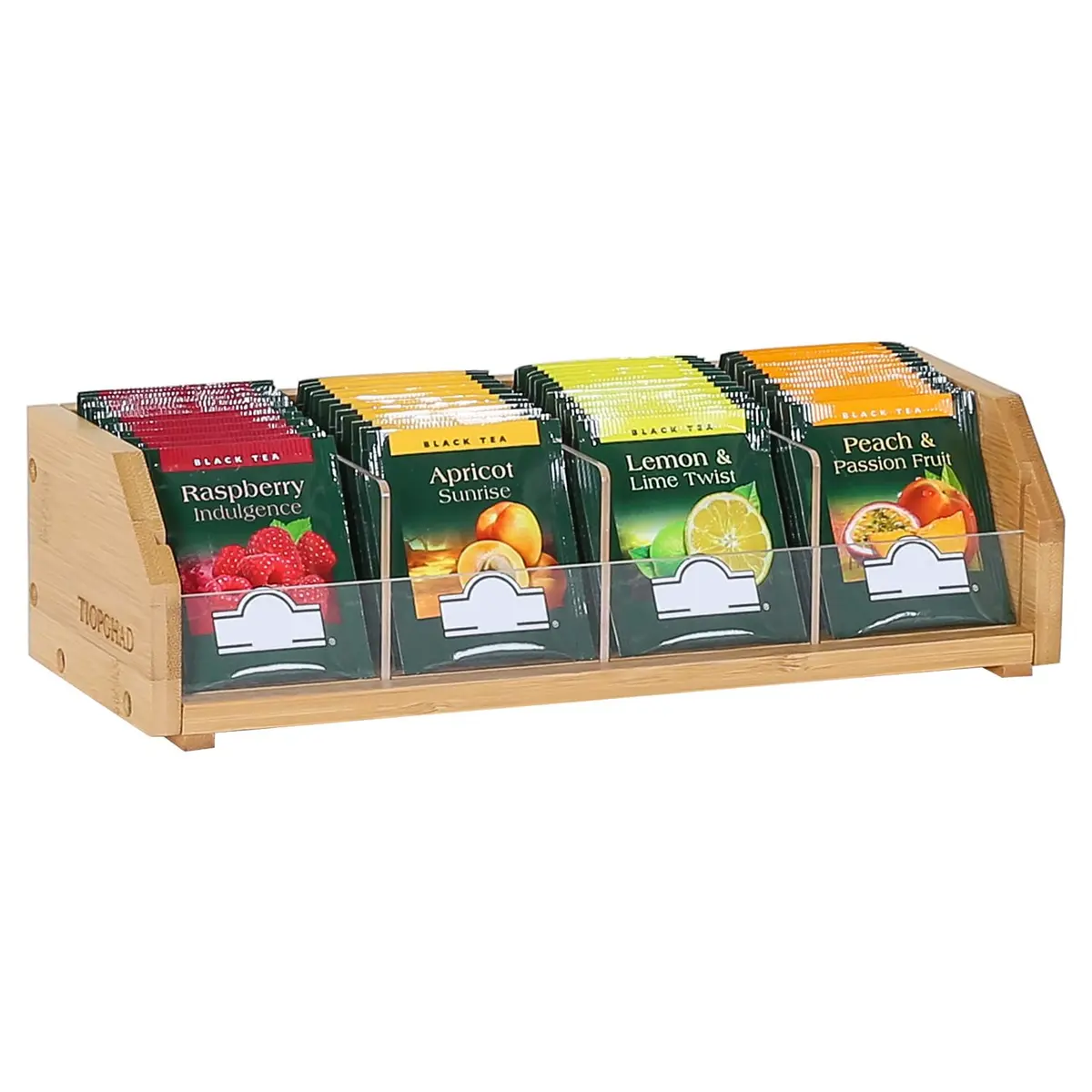 TIOPGHAD Small Bamboo Tea Bag Organizer 1 Tier Natural | Compact & High Capacity - main product image