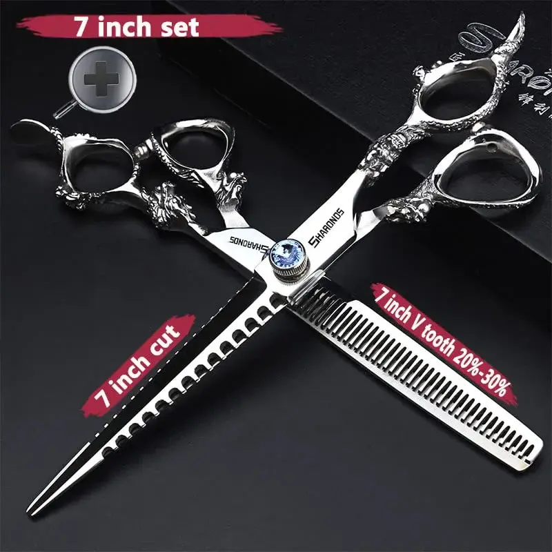 SHARONDS Professional Hair Cutting Dragon Shears 7 Inch (17.78 cm) | Sharp Stainless Steel Barber Scissors - view 2