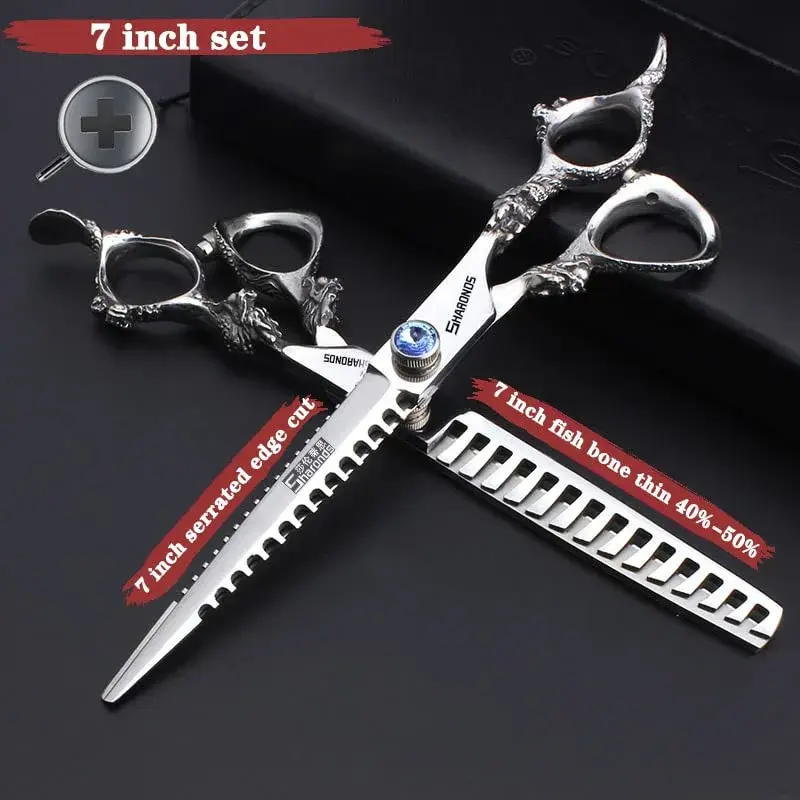 SHARONDS 7 Inch Dragon Hair Cutting Shears - Black Titanium Coated, 2-Piece Set - view 2