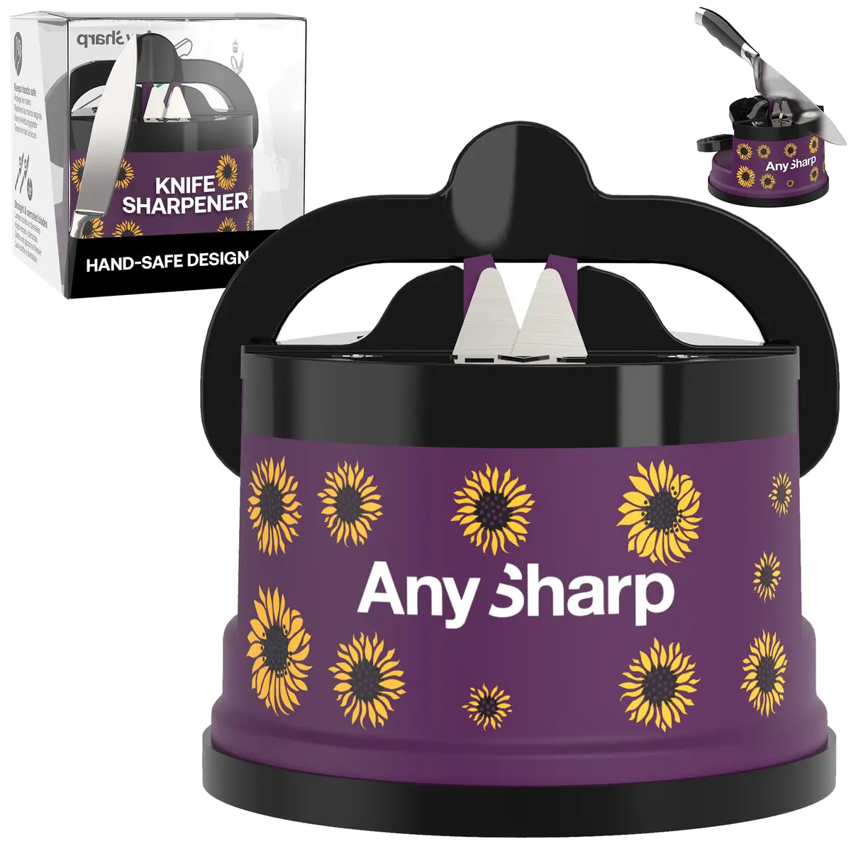 AnySharp Knife Sharpener – Sunflower | Hands-Free, Easy to Use, Compact - main product image