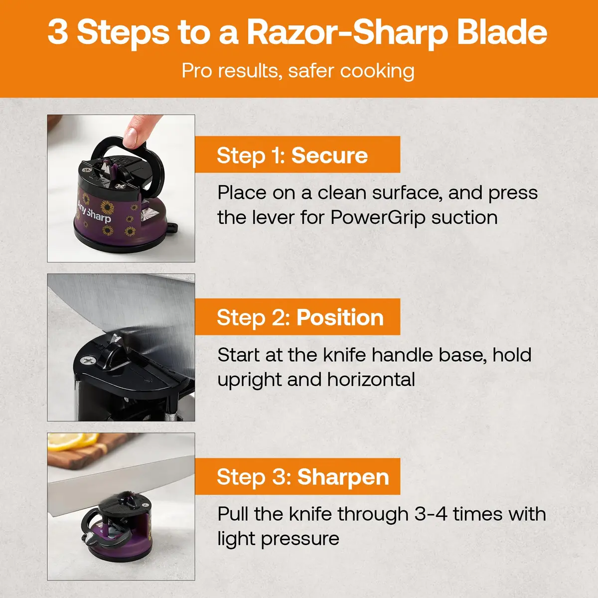 AnySharp Knife Sharpener – Sunflower | Hands-Free, Easy to Use, Compact - view 9