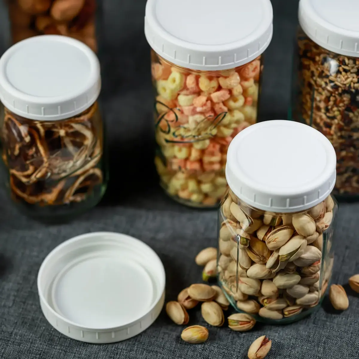 Bedgeta White Wide Mouth Mason Jar Lids (9-Pack, 86mm) | Food-Grade Plastic Storage Caps for Ball & Kerr Jars - view 3