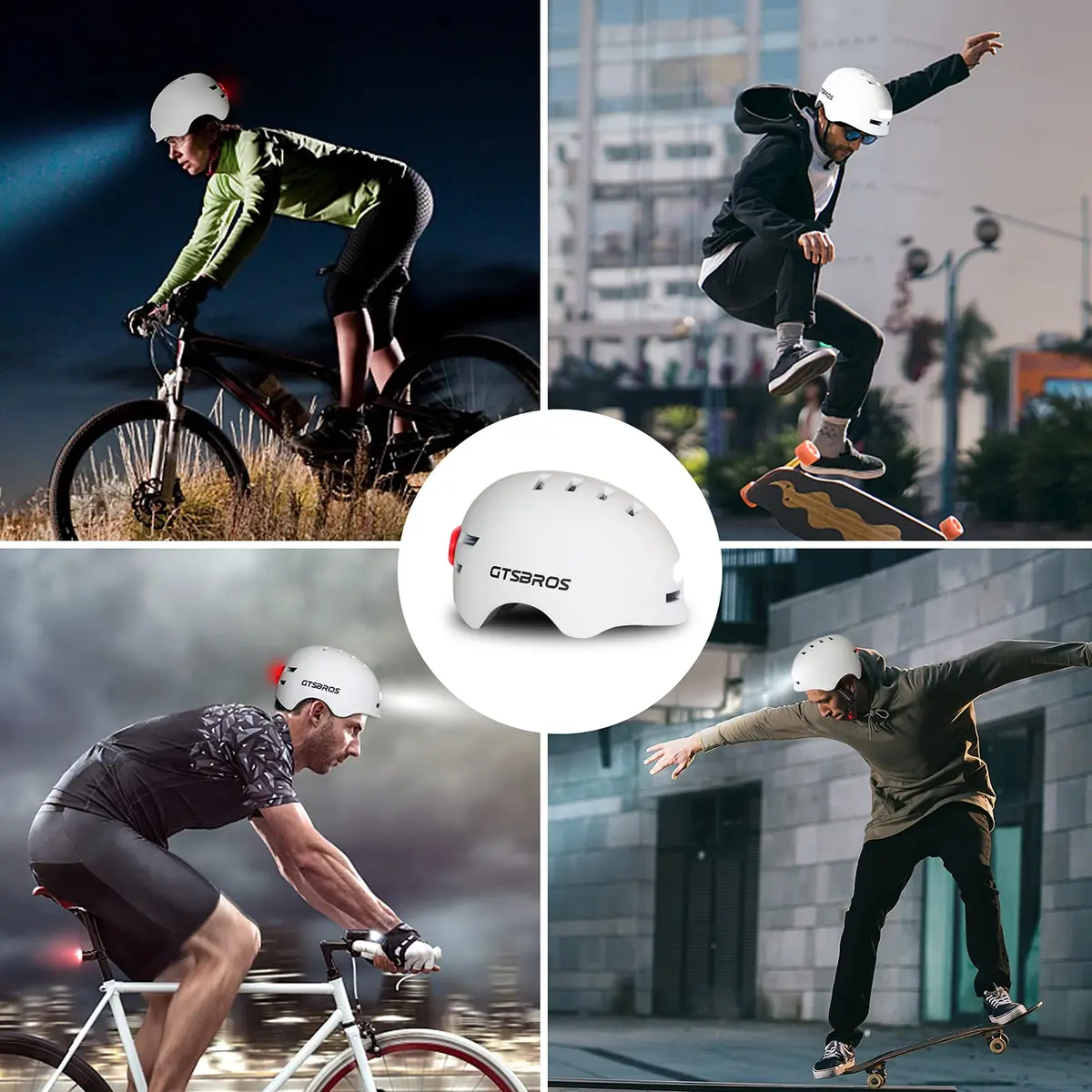 GTSBROS Adult Bike Helmet with LED Lights | Lightweight, Adjustable, Safety Certified for Men Women, Urban Cycling (61-64cm) - view 5