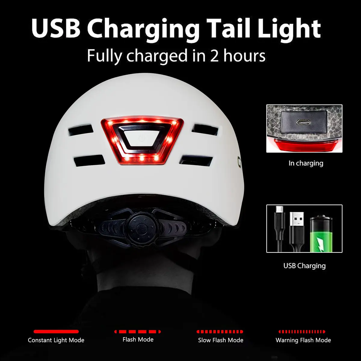 GTSBROS Adult Bike Helmet with LED Lights | Lightweight, Adjustable, Safety Certified for Men Women, Urban Cycling (61-64cm) - view 4