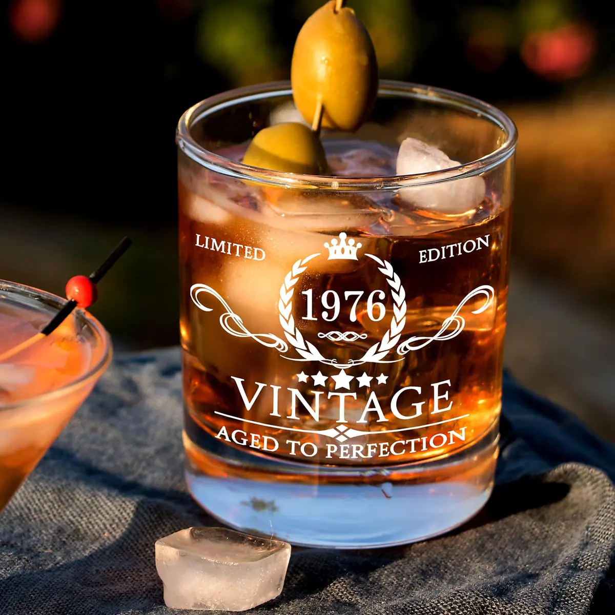 AOZITA 50th Birthday Whiskey Glass Set - 11oz Classic Old Fashioned Glass with Wooden Box & Whiskey Stones - view 6
