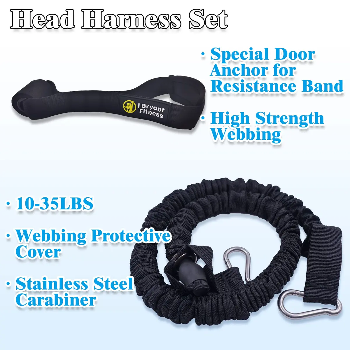 J Bryant Neck Harness Head - Weight Lifting with Resistance Bands - Adjustable Length Neck Training Strap with Door Anchor Neck Strength Training Equipment - view 6