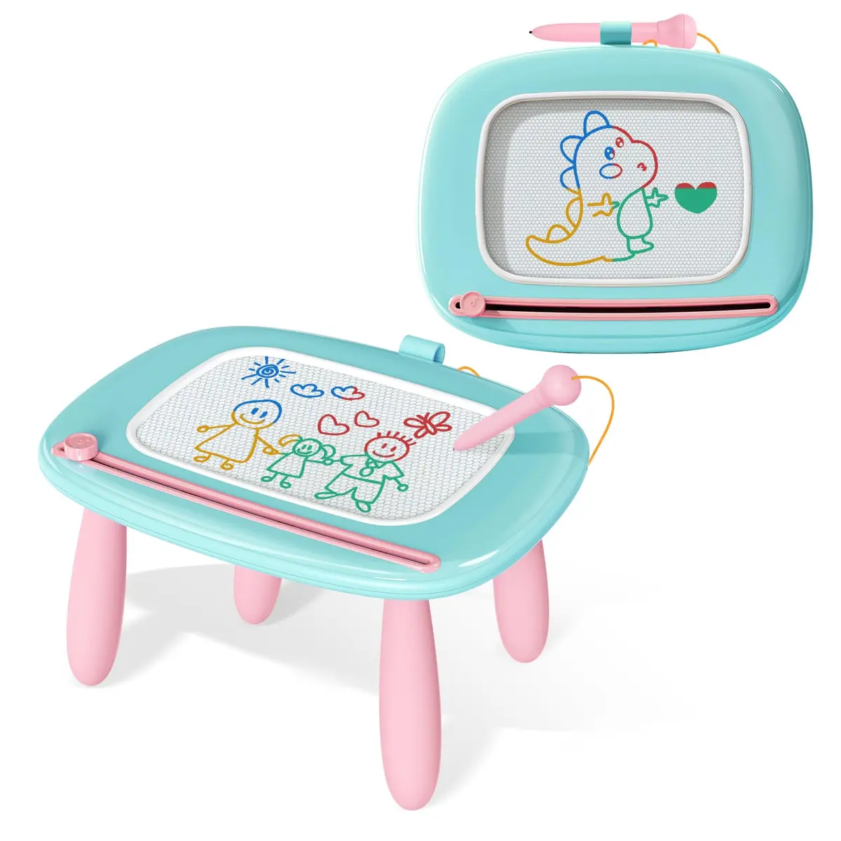 Kikidex Magnetic Drawing Board Toddler Toys Age 1-3 | Mess-Free Doodle Pad for Kids Birthday Gift (Mint Blue) - main product image