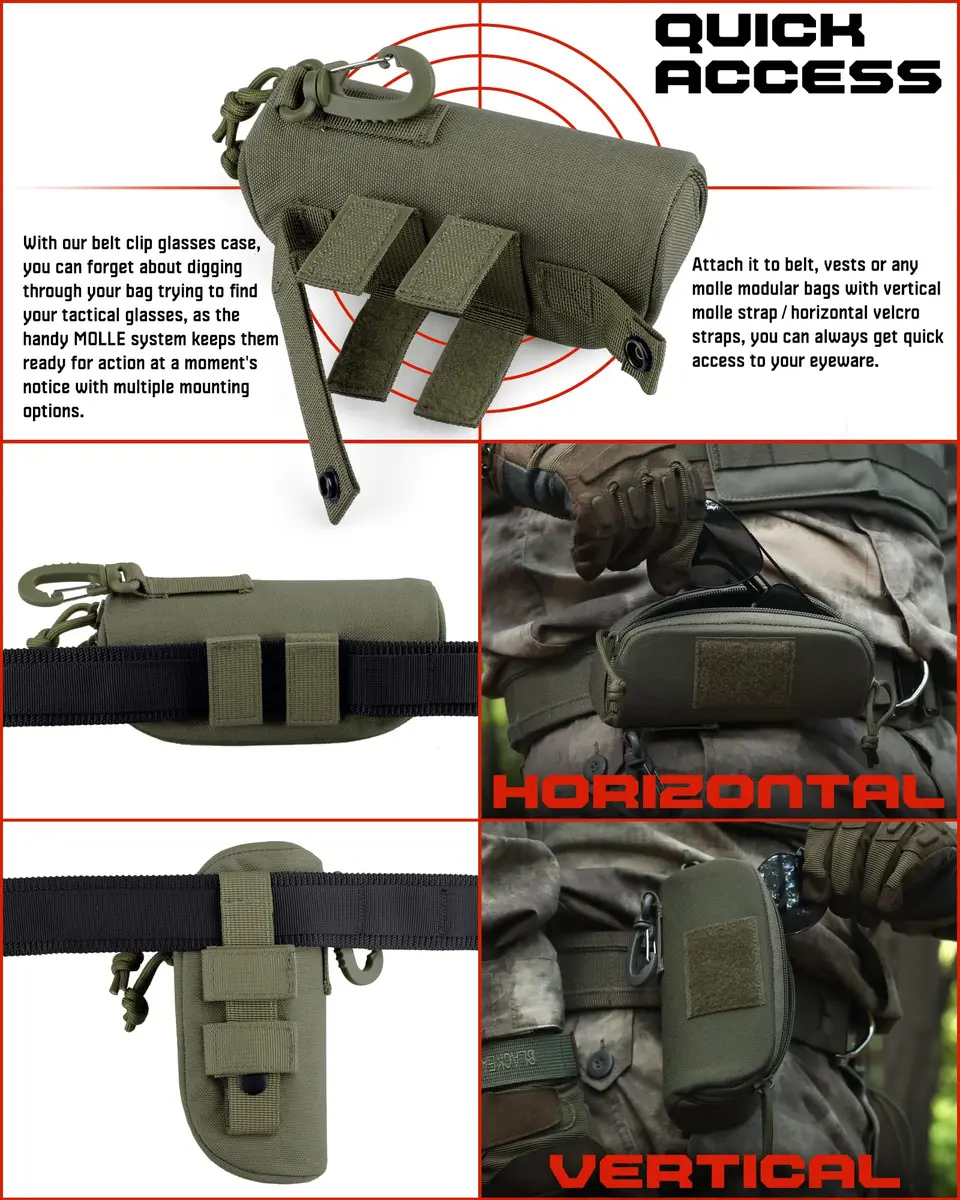 WYNEX Tactical Molle Glasses Pouch, Army Green | 16.5cm (6.5") - view 6