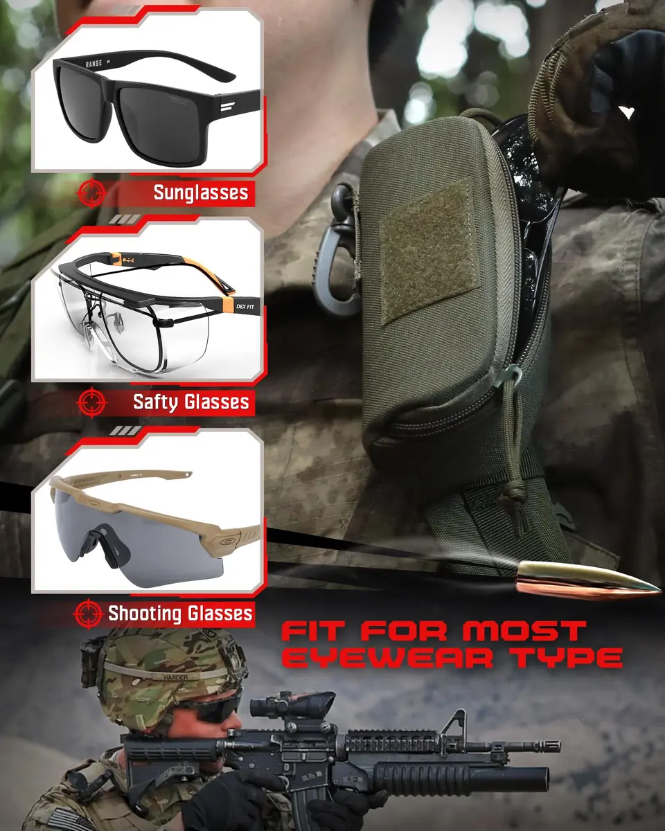 WYNEX Tactical Molle Glasses Pouch, Army Green | 16.5cm (6.5") - view 2