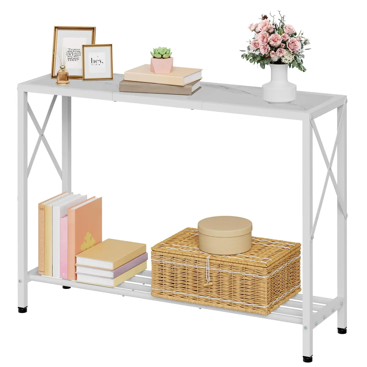 Tajsoon Console Table 41.8" | Modern 2-Tier Entryway with Shelves - main product image