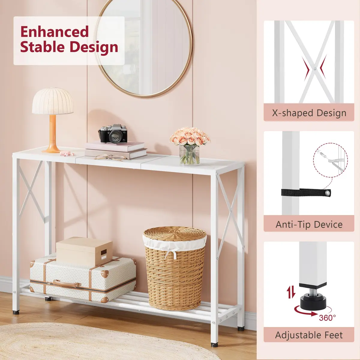 Tajsoon Console Table 41.8" | Modern 2-Tier Entryway with Shelves - view 5