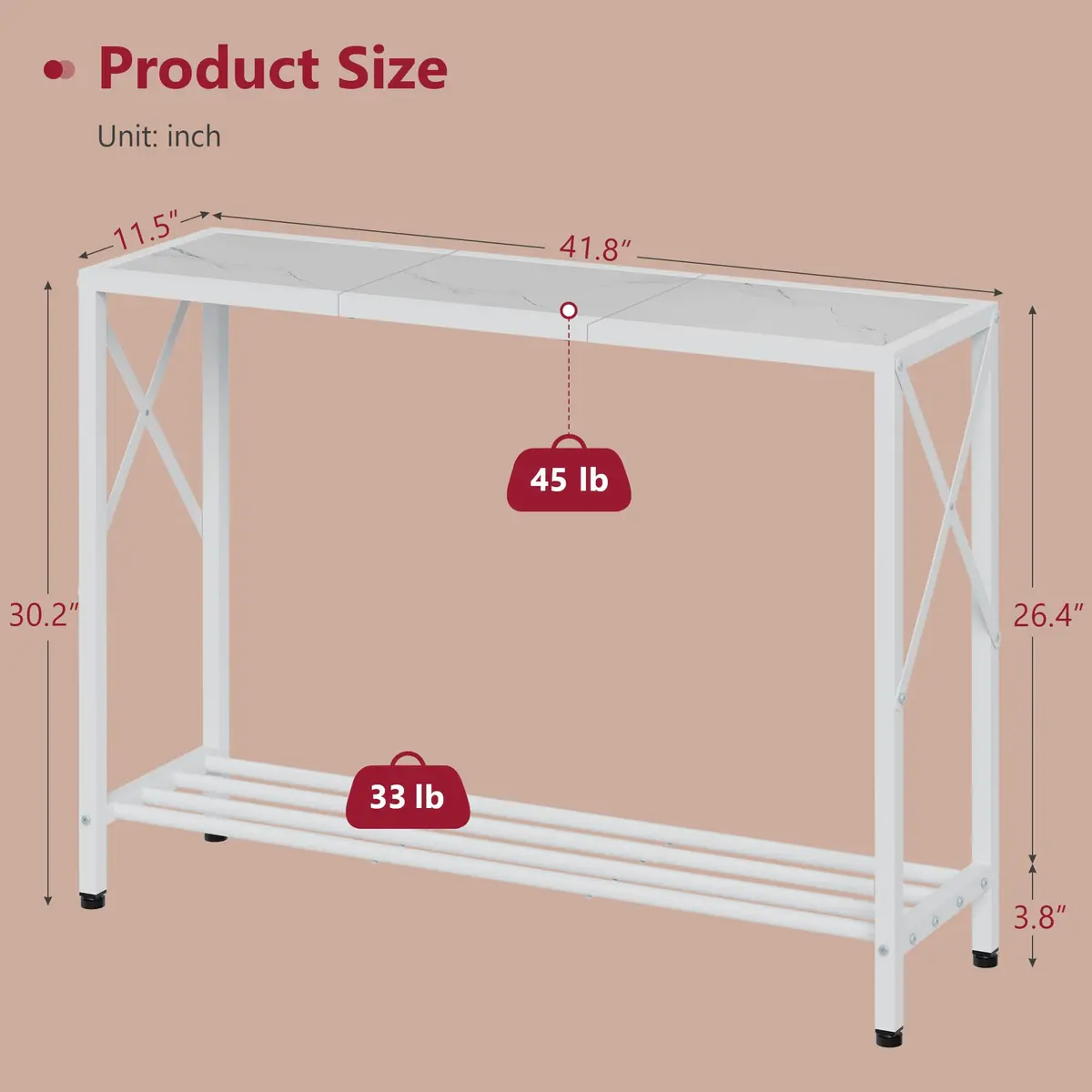 Tajsoon Console Table 41.8" | Modern 2-Tier Entryway with Shelves - view 3