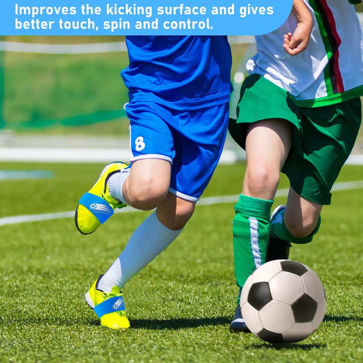 Patelai Blue 4 Pcs Soccer Lace Band Cleat Cover Youth Adult, Kids | Elastic Rubber for Secure Laces - view 6