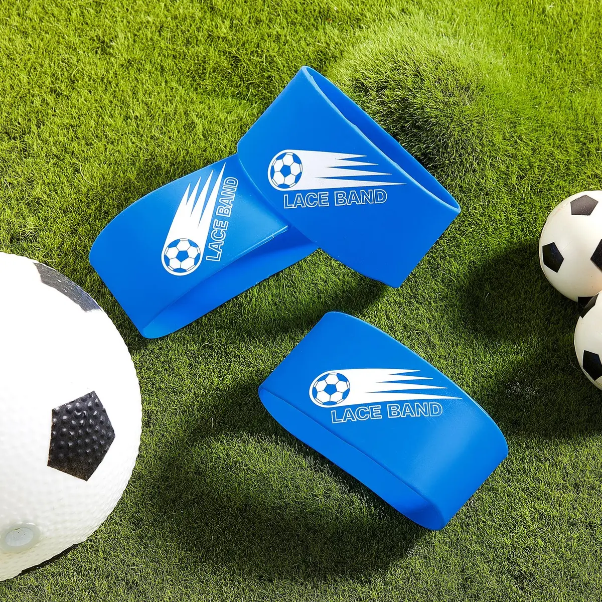 Patelai Blue 4 Pcs Soccer Lace Band Cleat Cover Youth Adult, Kids | Elastic Rubber for Secure Laces - view 3