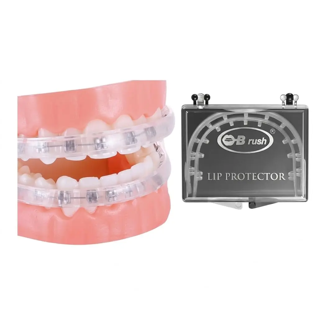 Obrush Comfort Covers for Braces | Orthodontic Mouth Guard & Lip Protector, Clear, 4.2"/3.9" - main product image