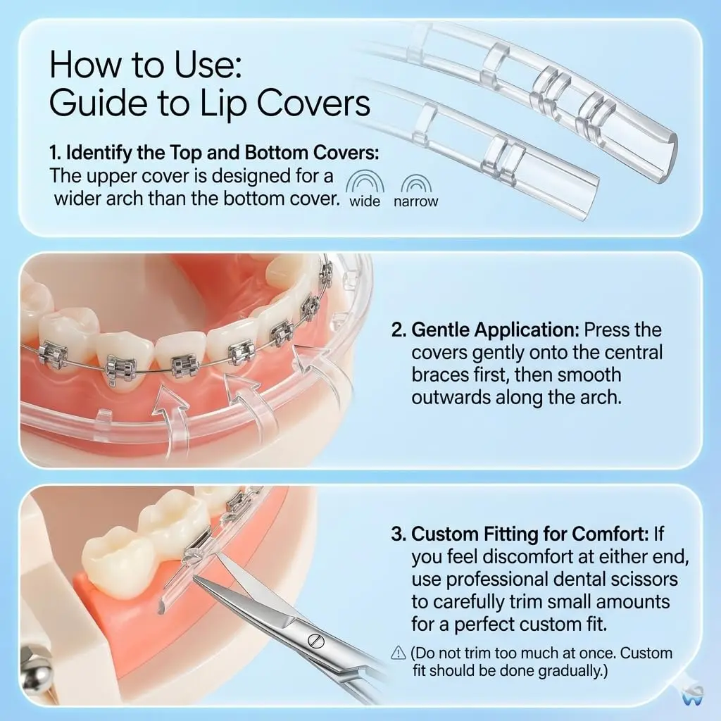 Obrush Comfort Covers for Braces | Orthodontic Mouth Guard & Lip Protector, Clear, 4.2"/3.9" - view 2