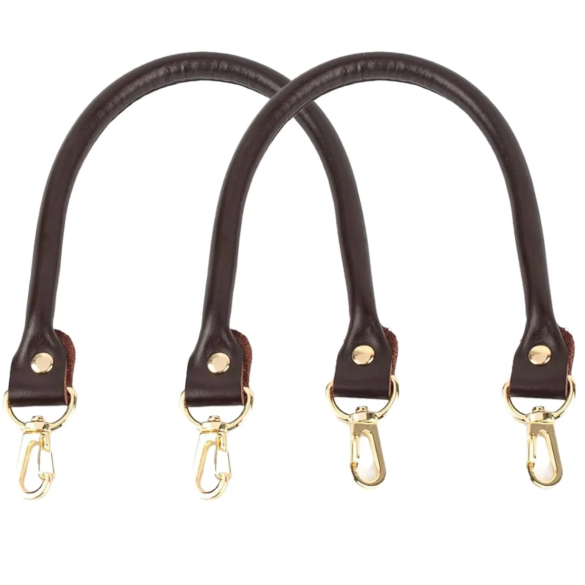 AUEAR Gold 2 Pack Purse Straps Replacement Leather Handbag Handles with Gold Metal Lobster Buckles | Modern Solid - main product image