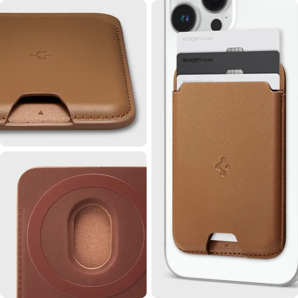 Spigen MagSafe Wallet, Holds 3 Cards | Slim Vegan Leather Card Holder with Strong Magnet - view 3