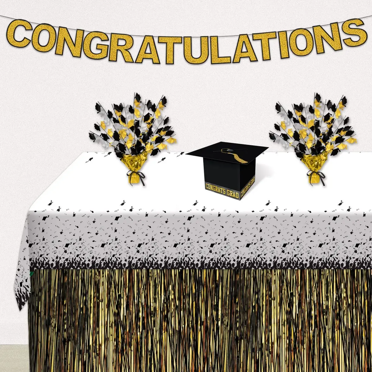 Beistle 3 Piece Black Grad Cap Gift Card Boxes | Graduation Party Supplies - view 3