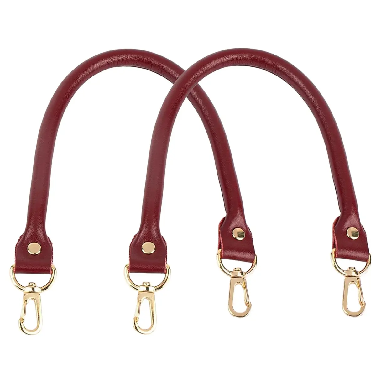 AUEAR Wine Red PU Leather Replacement Purse Straps with Gold Lobster Buckles (15.7 Inches / 40 cm) | Set of 2 for Small Handmade Bags - main product image